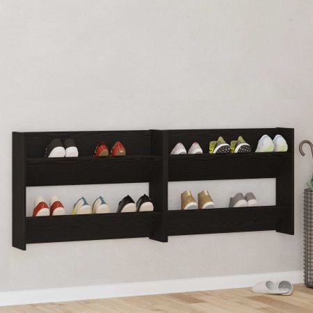 Шкаф за обувки 2 pcs Черния дъб 83 x 18 x 60 см Инженерно дърво