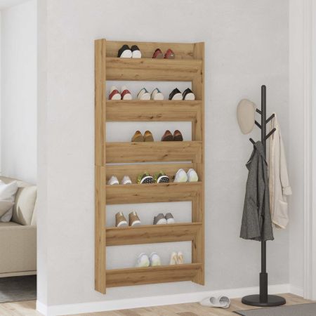 Шкаф за обувки с рафт 2 pcs Дъб 85 x 18 x 90 см Инженерно дърво