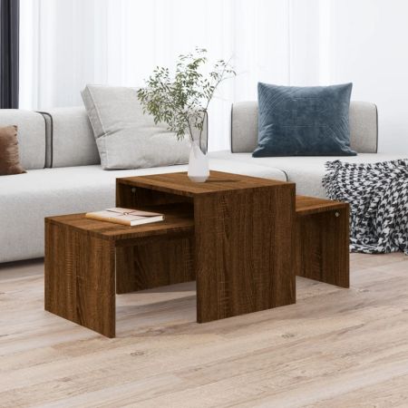 Комплект маси за кафе кафяв дъб 100x48x40 см инженерно дърво