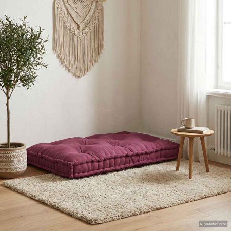 Кушон за палетен диван Тъмен червен 120 x 80 x 12 cm Текстил