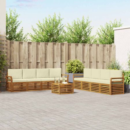 Комплекти дивани 9 pcs Натурален и Крема Солидно акациево дърво