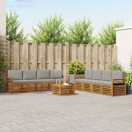 Комплекти дивани с възглавница 9 pcs Естествено и светло сиво