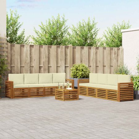 Комплекти дивани 9 pcs Натурален и Крема Солидно акациево дърво