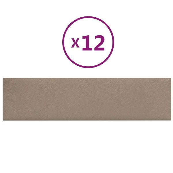 Стенно табло за легло 12 бр. 60 x 15 cm Капучино текстил