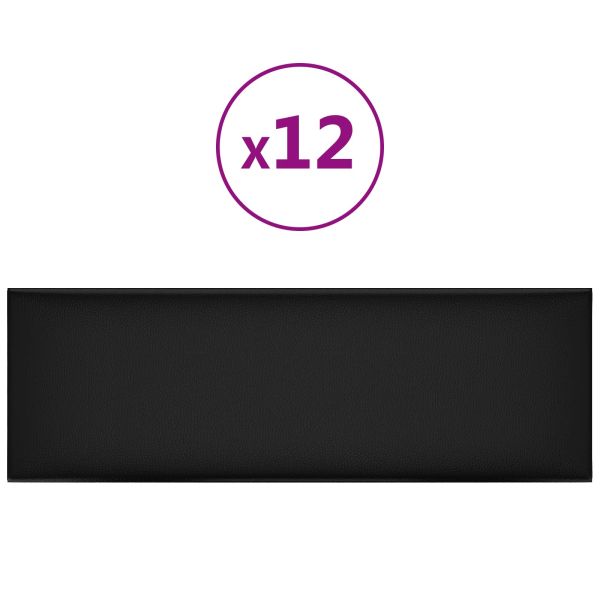Стенно табло за легло 12 бр. 90 x 30 cm Черен текстил
