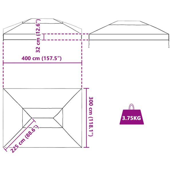 Сменяем покрив за беседка 400 x 300 x 32 см Прозрачен ПВЦ
