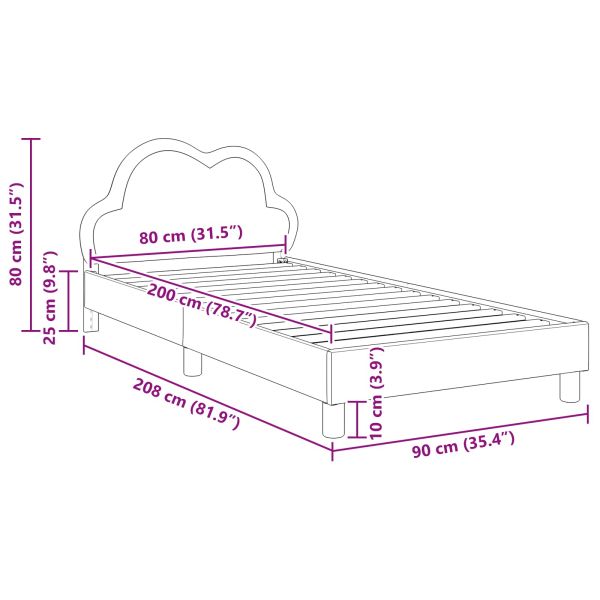 Легло за деца с табла Розово 80 x 200 cm PU