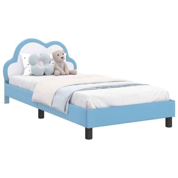Легло за деца с табла Синьо 90 x 190 cm PU