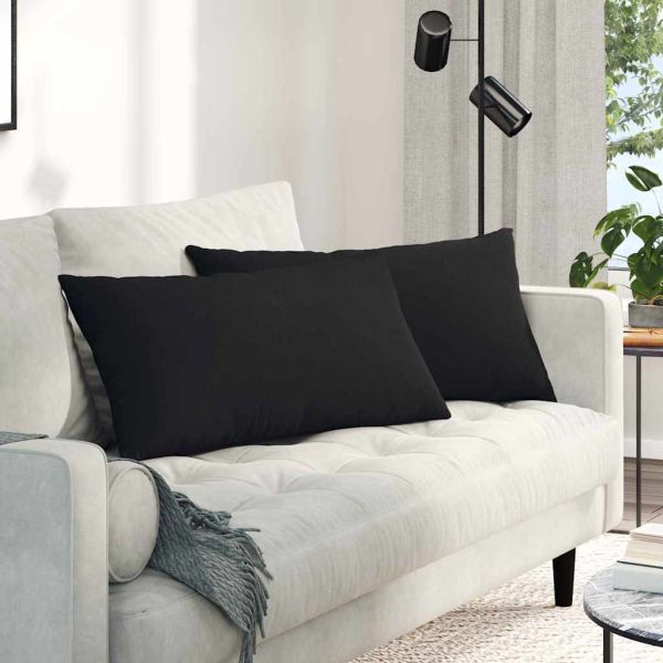 Диван възглавници 2 pcs Черно 80 x 40 cm текстил
