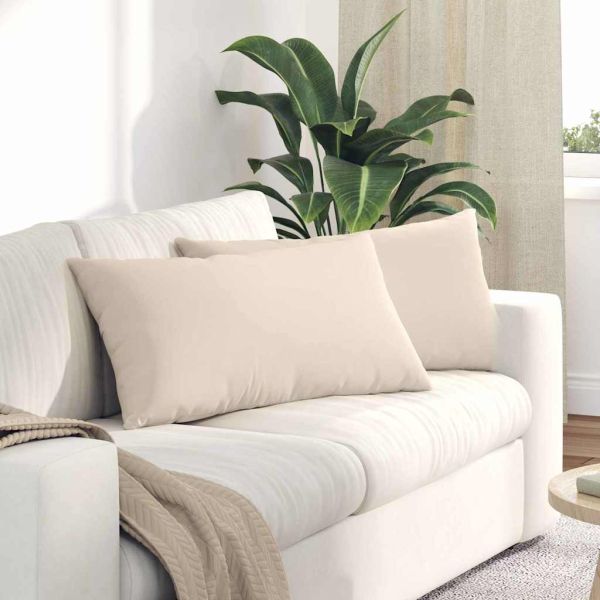 Диван възглавници 2 pcs Бежово 80 x 40 cm текстил