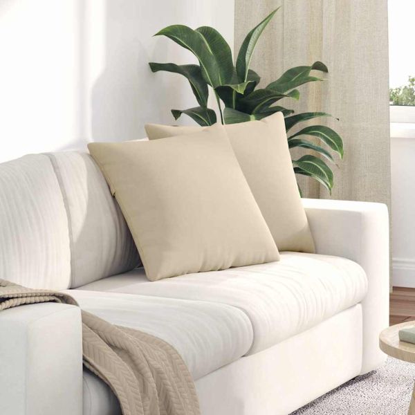 Диван възглавници 2 pcs Крем 50 x 50 cm текстил