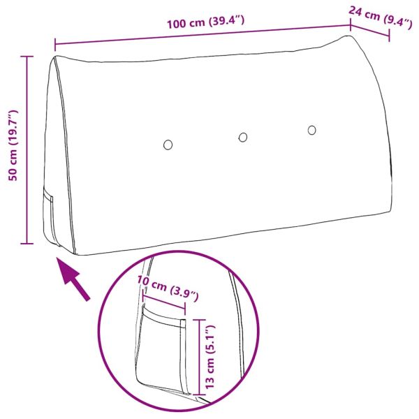 Възглавница за гръб Черно 100 x 24 x 50 см текстил