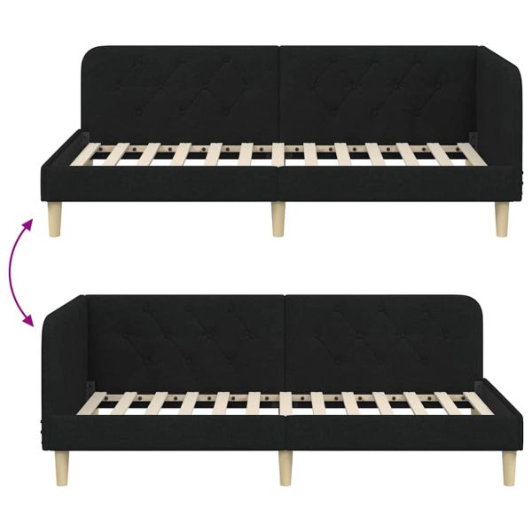 Ъглова рамка за легло Черен 90 x 190 cm текстил