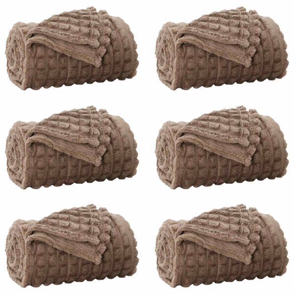 Одеала за хвърляне 6 pcs Камилски 240 x 220 cm Мека вълна
