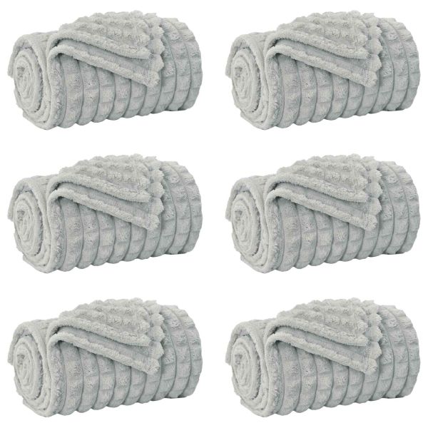 Одеала за хвърляне 6 pcs Сив 150 x 130 см Мека вълна