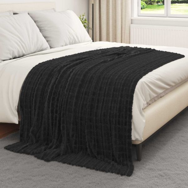Одеала за хвърляне 6 pcs Черно 200 x 150 cm Мека вълна