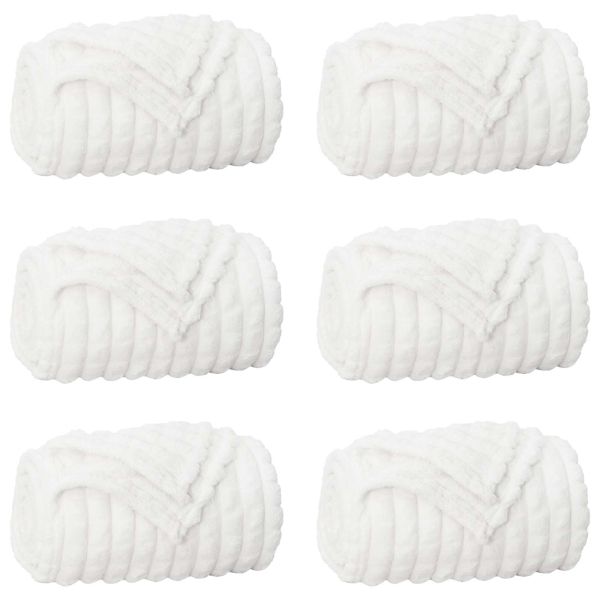 Одеала за хвърляне 6 pcs Бяло 200 x 150 cm Мека вълна