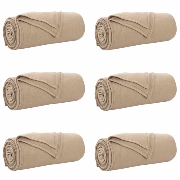 Одеала за хвърляне 6 pcs Камилски 240 x 220 cm Мека вълна