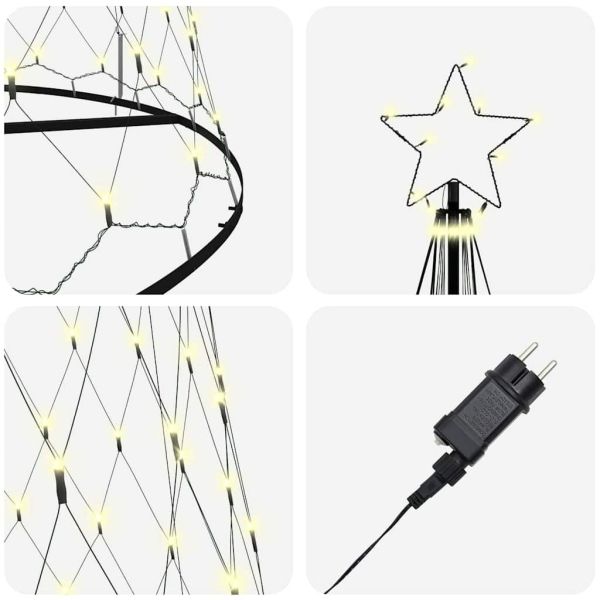 LED Коледна Елха Топло бяло 500 cm Метал