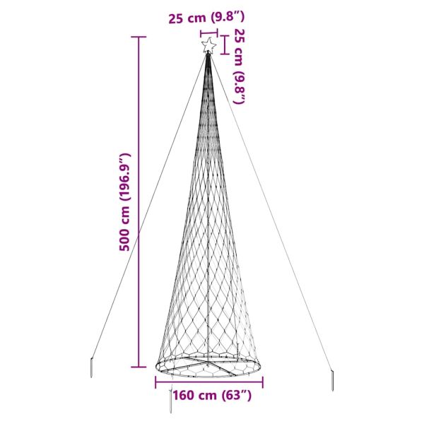 LED Коледна Елха Топло бяло 500 cm Метал