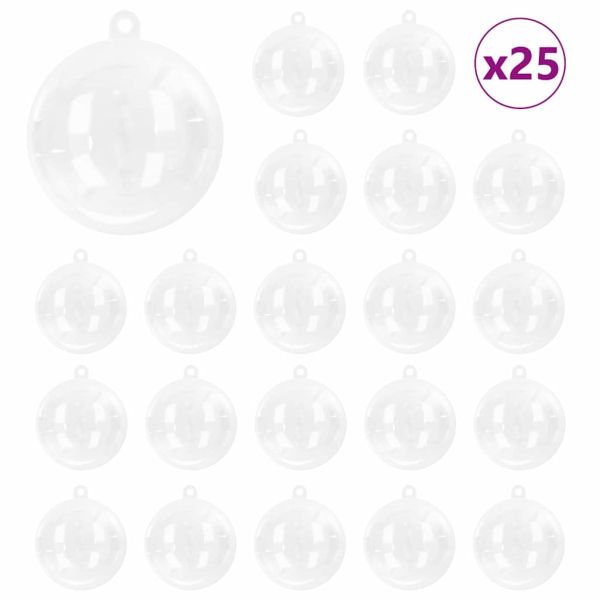 Комплект коледни топки 25 бр. Прозрачен Ø 8 см Пластмаса