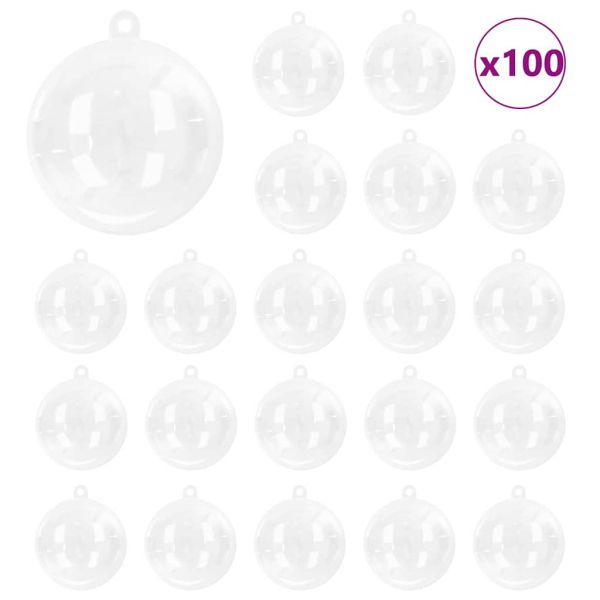 Комплект коледни топки 100 бр. Прозрачен Ø 10 см LED светлини