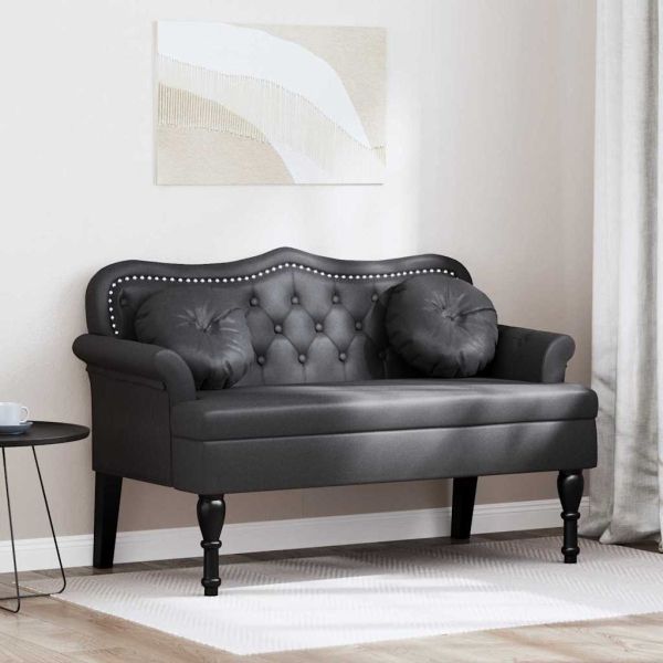 Пейка Честърфилд Черно 120.5 x 65 x 75 см Изкуствена