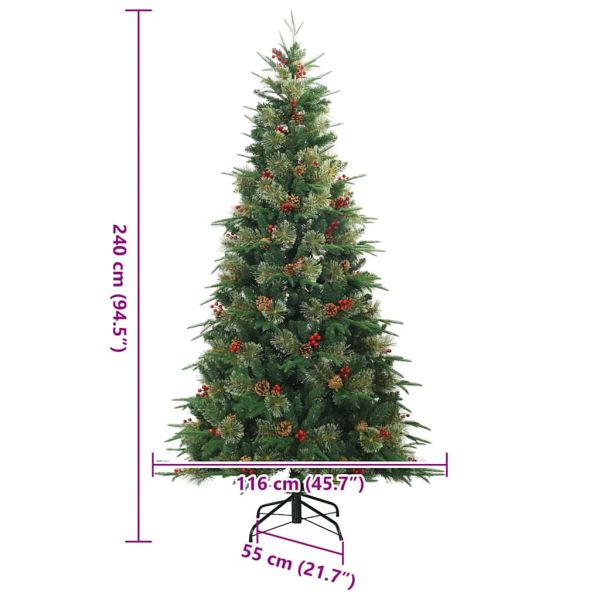 Изкуствено коледно дърво с хингед с поставка Зелен 240 cm