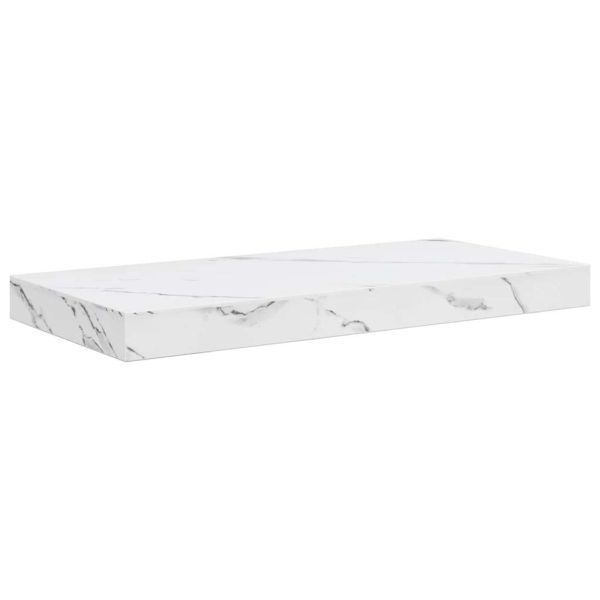 Стенен рафт 4 pcs Бял мрамор 50 x 23,5 x 4 см Инженерно дърво