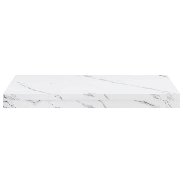 Стенен рафт 4 pcs Бял мрамор 50 x 23,5 x 4 см Инженерно дърво