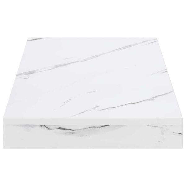Стенен рафт 4 pcs Бял мрамор 50 x 23,5 x 4 см Инженерно дърво