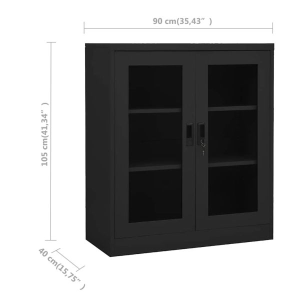 Офис шкаф, антрацит, 90x40x105 см, стомана