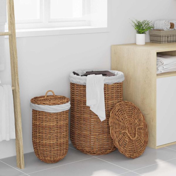 Кошница за Пране 2 pcs Кафяво Кубу Ратан