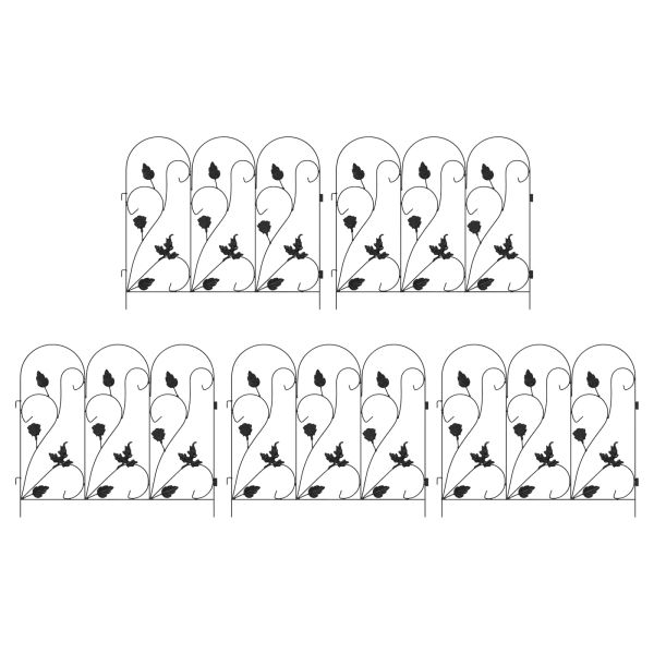 Градска ограда 5 pcs Черно Стомана