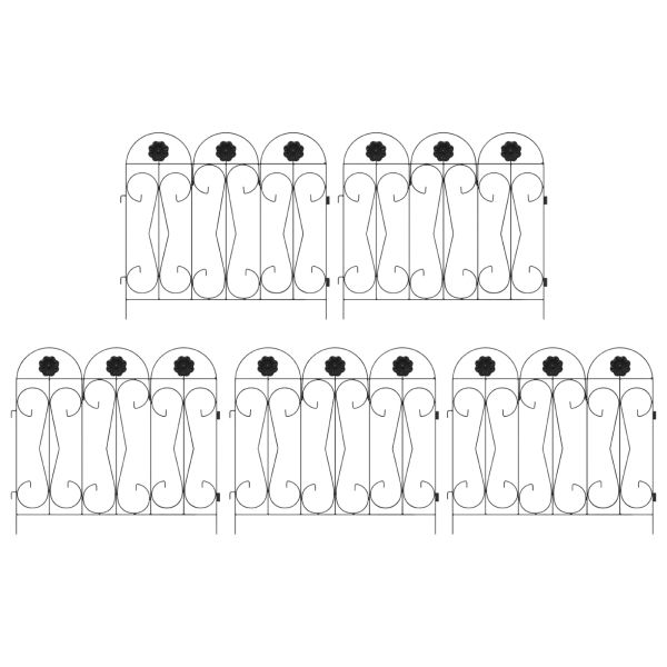 Градска ограда 5 pcs Черно Стомана