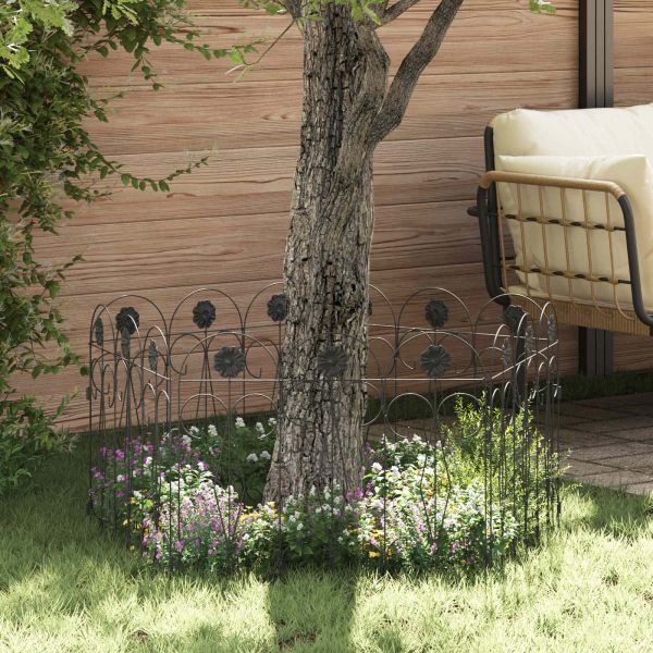 Градска ограда 5 pcs Черно Стомана