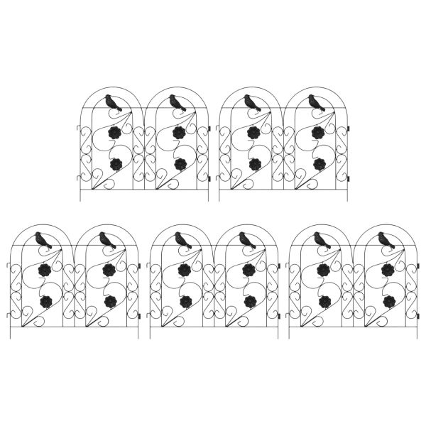 Градска ограда 5 pcs Черно Стомана