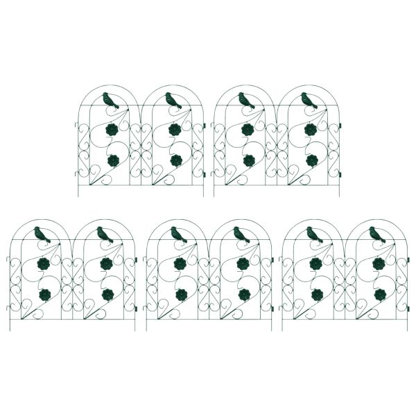 Градска ограда 5 pcs Зелено Стомана