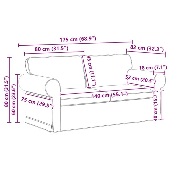 Диван Тъмен сив 175 x 82 x 80 см текстил