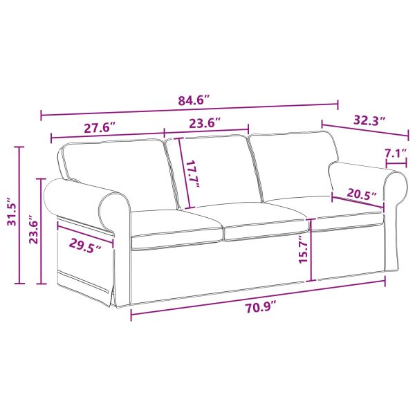 Диван Тъмен сив 215 x 82 x 80 см текстил