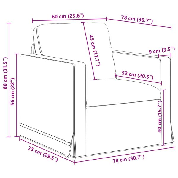 Диван Черно 78 x 78 x 80 см Кадифе