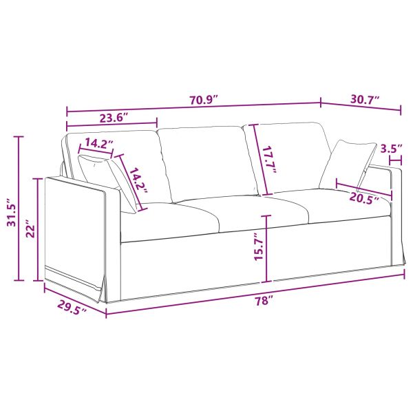 Диван Тъмен сив 198 x 78 x 80 см Кадифе