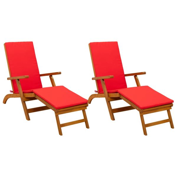 Сгъваем и reclining шезлонг 2 бр. Солидно акациево дърво