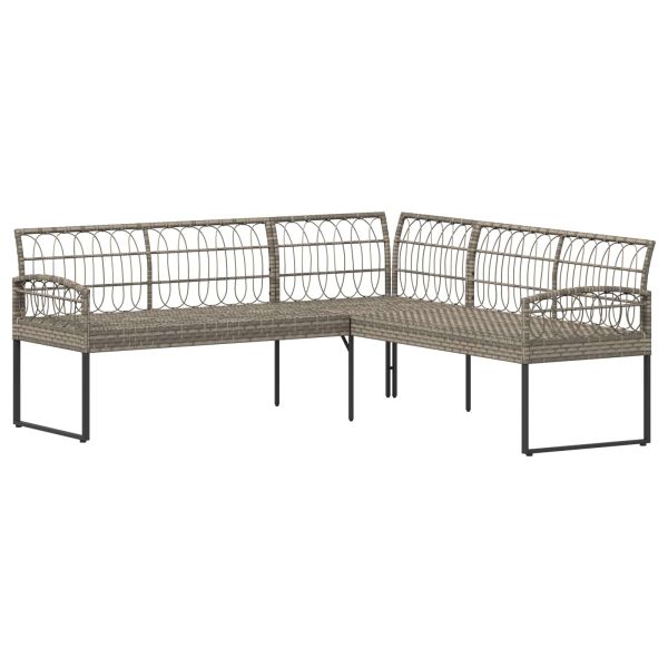 Комплект градински дивани 2 pcs Сив Полиротан и стомана