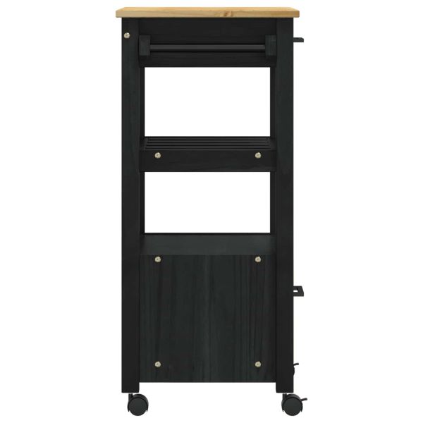 Кухненска количка MONZA Черно 48 x 40 x 88,5 см Солиден бор