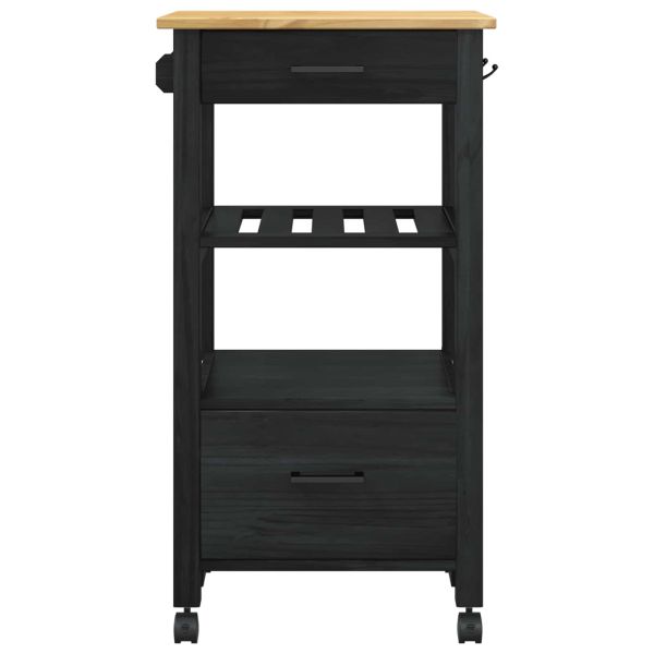 Кухненска количка MONZA Черно 48 x 40 x 88,5 см Солиден бор