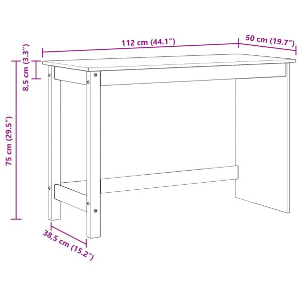 Бюро Черно 112 x 50 x 75 см Солиден бор