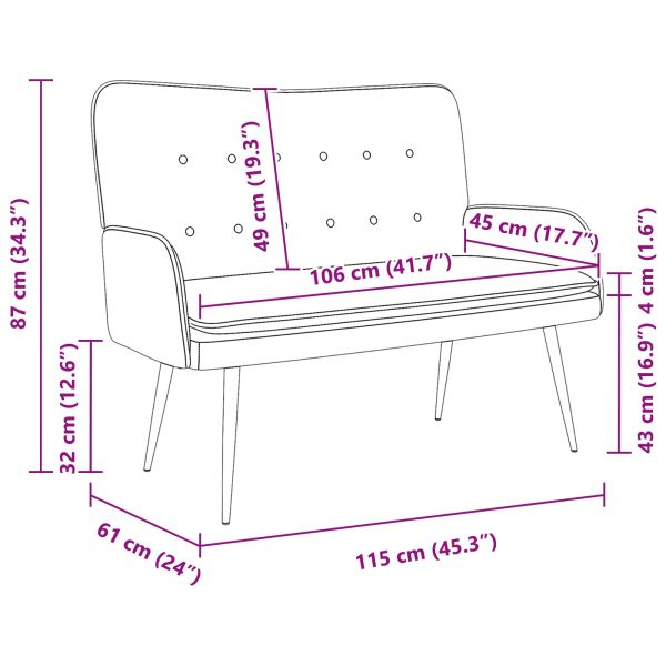 Двуместна софа Тъмнозелено 115 x 61 x 87 см Текстил