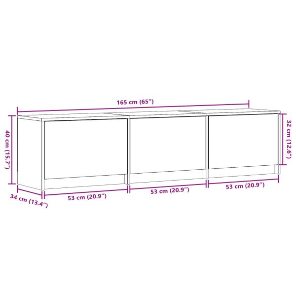 TV шкаф с LED 165x34x40 см Сиво Сонома