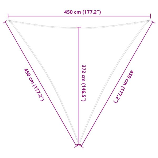 Слънчево платно за сянка 4,5 x 4,5 x 4,5 m